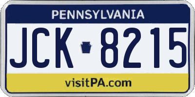 PA license plate JCK8215
