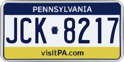 PA license plate JCK8217