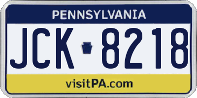 PA license plate JCK8218