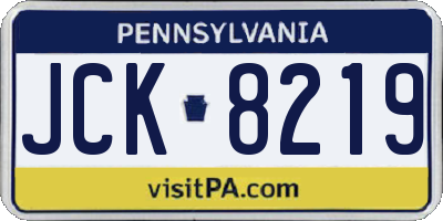 PA license plate JCK8219