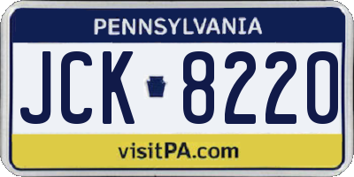 PA license plate JCK8220