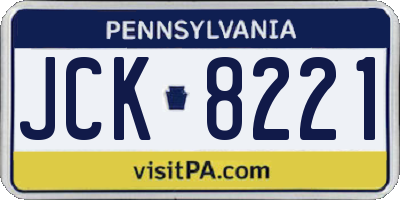 PA license plate JCK8221