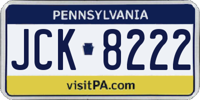 PA license plate JCK8222