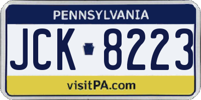 PA license plate JCK8223