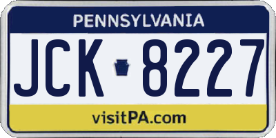 PA license plate JCK8227