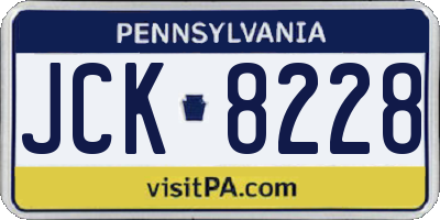 PA license plate JCK8228