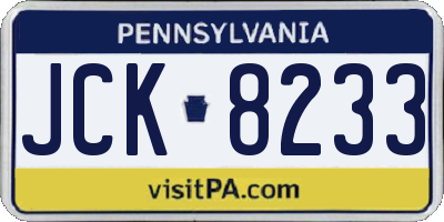 PA license plate JCK8233