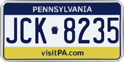 PA license plate JCK8235