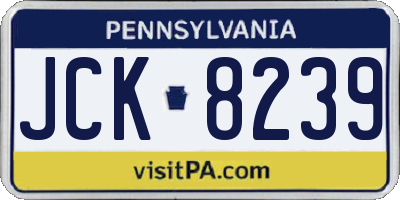 PA license plate JCK8239