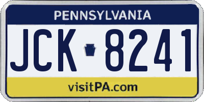 PA license plate JCK8241