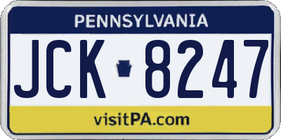 PA license plate JCK8247
