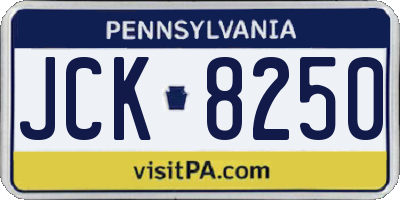 PA license plate JCK8250