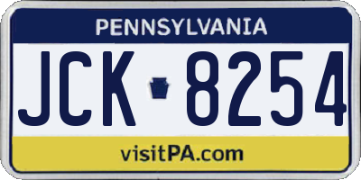 PA license plate JCK8254