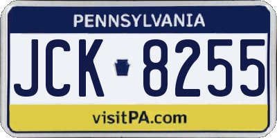PA license plate JCK8255