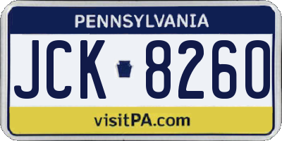 PA license plate JCK8260