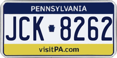 PA license plate JCK8262