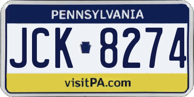 PA license plate JCK8274