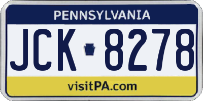 PA license plate JCK8278
