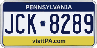PA license plate JCK8289