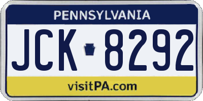 PA license plate JCK8292