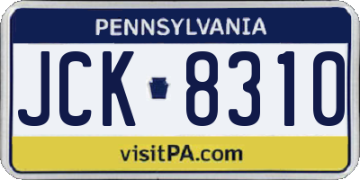 PA license plate JCK8310