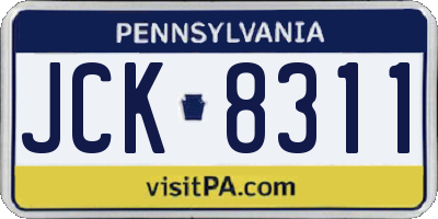 PA license plate JCK8311