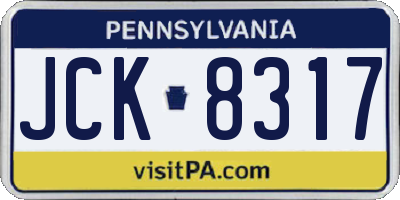 PA license plate JCK8317