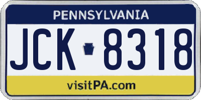 PA license plate JCK8318