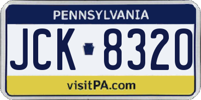 PA license plate JCK8320