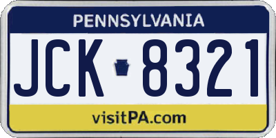 PA license plate JCK8321
