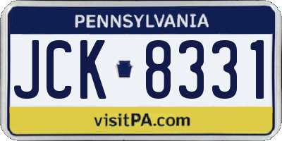 PA license plate JCK8331