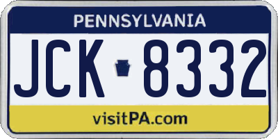 PA license plate JCK8332