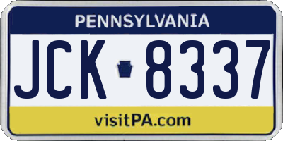 PA license plate JCK8337