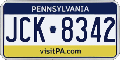 PA license plate JCK8342