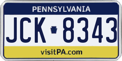 PA license plate JCK8343