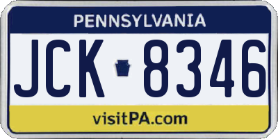 PA license plate JCK8346