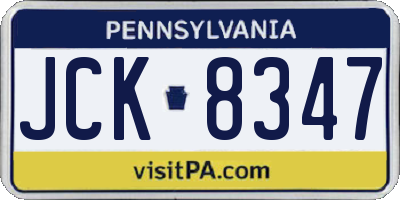 PA license plate JCK8347