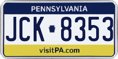 PA license plate JCK8353