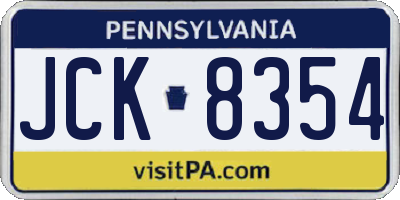 PA license plate JCK8354