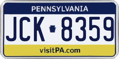PA license plate JCK8359
