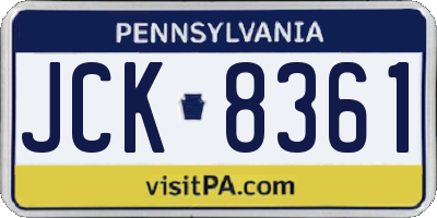 PA license plate JCK8361