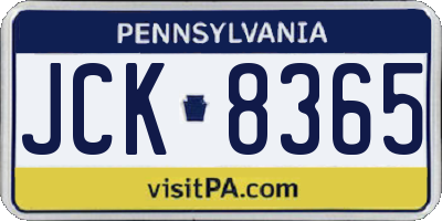 PA license plate JCK8365