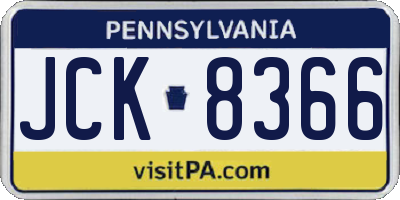 PA license plate JCK8366