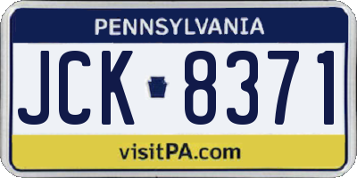 PA license plate JCK8371