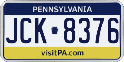 PA license plate JCK8376