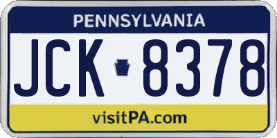 PA license plate JCK8378