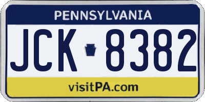 PA license plate JCK8382