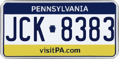 PA license plate JCK8383