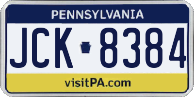 PA license plate JCK8384