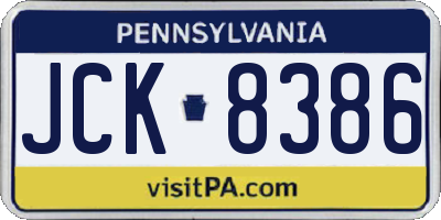 PA license plate JCK8386